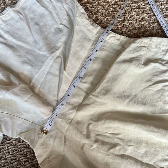 Valerie Stevens Pants Soft Yellow High Rise Silk & Linen Elastic Waist Sz Small - Picture 5 of 6